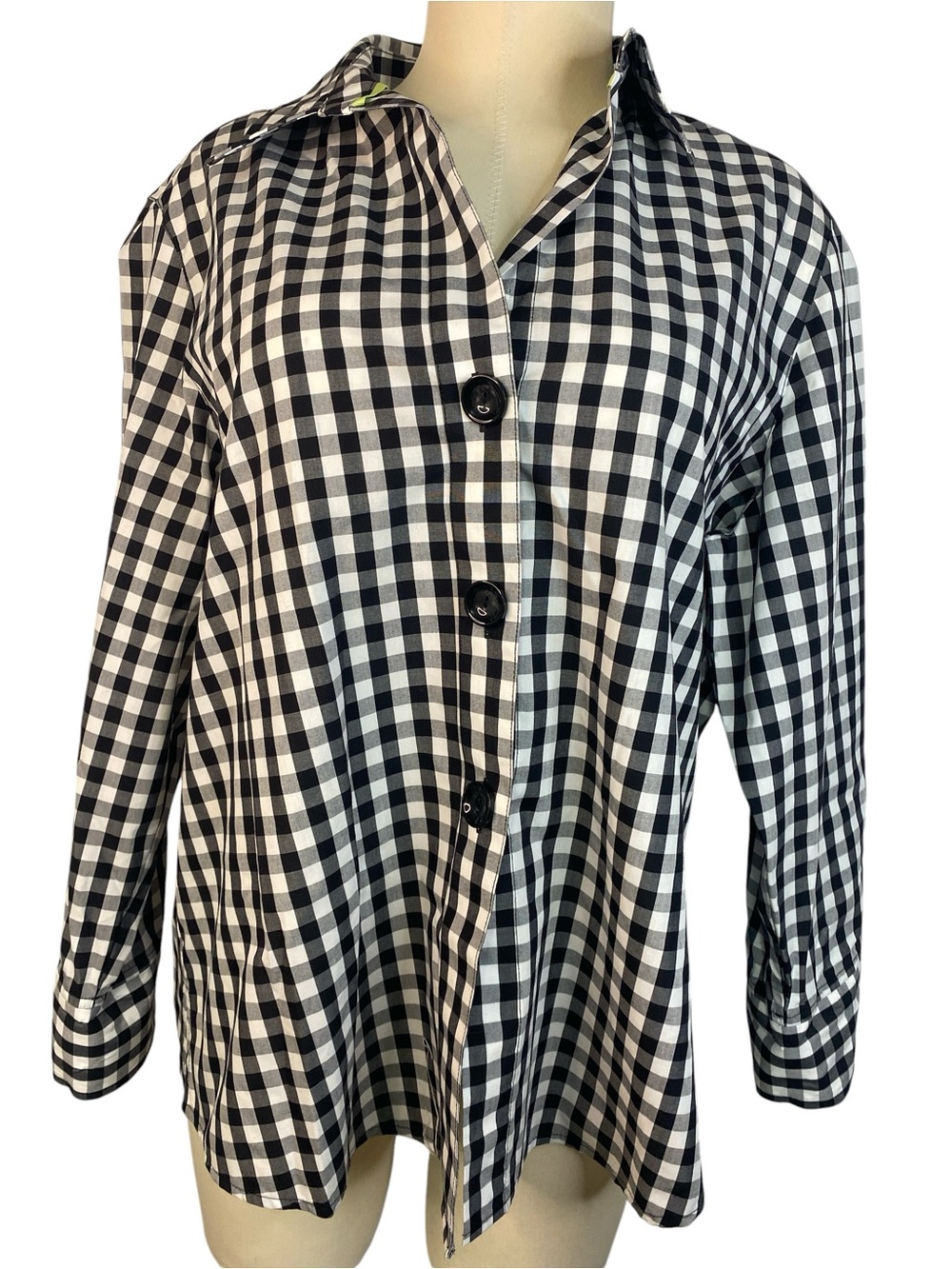 Foxcroft Shaped Black & White Gingham Button-Up Shirt Women’s Size 18